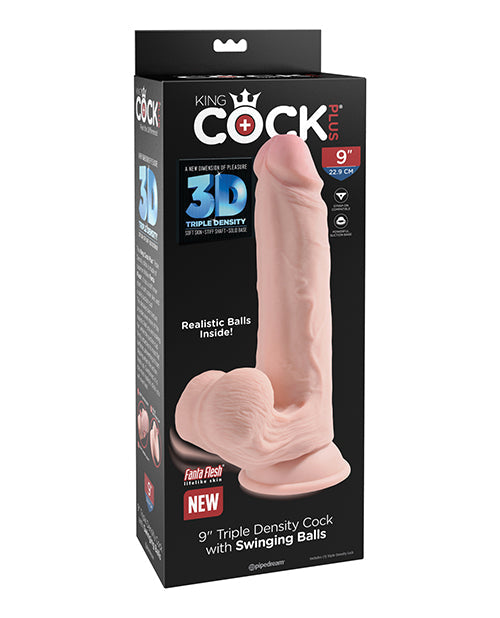 King Cock Plus Suction Cup Dildo | 9" Big Dildo Triple Density with Swinging Balls